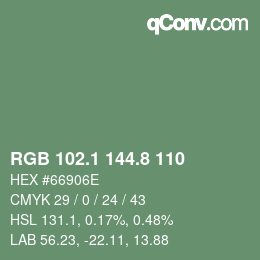 Color code: RGB 102.1 144.8 110 | qconv.com