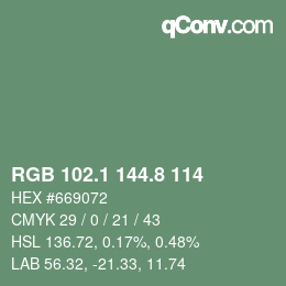 Color code: RGB 102.1 144.8 114 | qconv.com