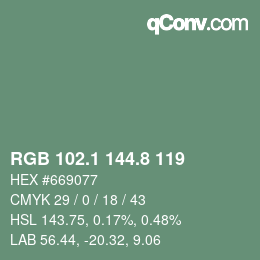 Farbcode: RGB 102.1 144.8 119 | qconv.com