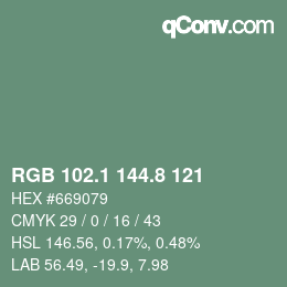 Color code: RGB 102.1 144.8 121 | qconv.com
