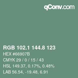カラーコード: RGB 102.1 144.8 123 | qconv.com