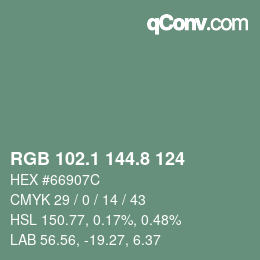 Farbcode: RGB 102.1 144.8 124 | qconv.com