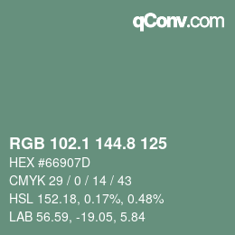 Color code: RGB 102.1 144.8 125 | qconv.com