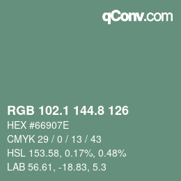 Color code: RGB 102.1 144.8 126 | qconv.com