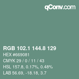 Color code: RGB 102.1 144.8 129 | qconv.com