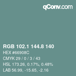 Color code: RGB 102.1 144.8 140 | qconv.com