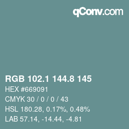 Código de color: RGB 102.1 144.8 145 | qconv.com