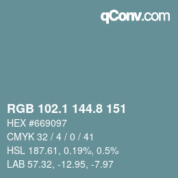 Color code: RGB 102.1 144.8 151 | qconv.com