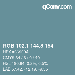 Color code: RGB 102.1 144.8 154 | qconv.com