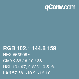 Color code: RGB 102.1 144.8 159 | qconv.com
