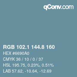 Color code: RGB 102.1 144.8 160 | qconv.com