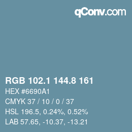Color code: RGB 102.1 144.8 161 | qconv.com