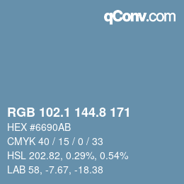 Color code: RGB 102.1 144.8 171 | qconv.com