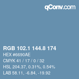 Código de color: RGB 102.1 144.8 174 | qconv.com