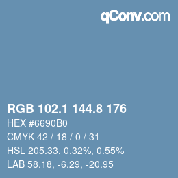 Farbcode: RGB 102.1 144.8 176 | qconv.com