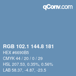 Código de color: RGB 102.1 144.8 181 | qconv.com