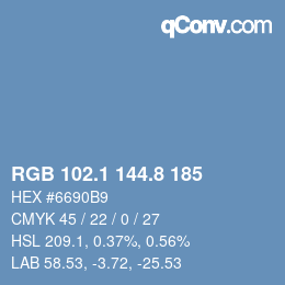 Farbcode: RGB 102.1 144.8 185 | qconv.com