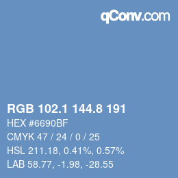 Color code: RGB 102.1 144.8 191 | qconv.com