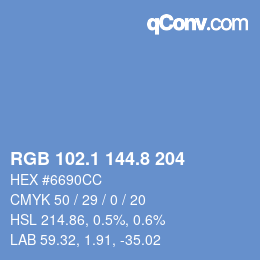 Color code: RGB 102.1 144.8 204 | qconv.com