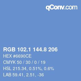Color code: RGB 102.1 144.8 206 | qconv.com
