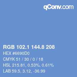 カラーコード: RGB 102.1 144.8 208 | qconv.com