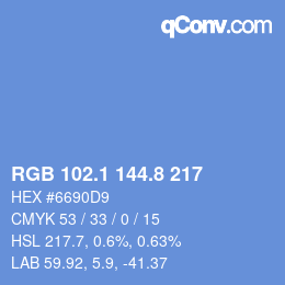 Código de color: RGB 102.1 144.8 217 | qconv.com