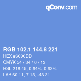 Color code: RGB 102.1 144.8 221 | qconv.com