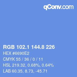 Color code: RGB 102.1 144.8 226 | qconv.com