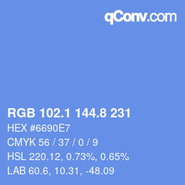 Farbcode: RGB 102.1 144.8 231 | qconv.com