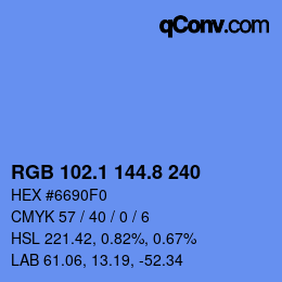 Color code: RGB 102.1 144.8 240 | qconv.com