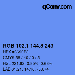 Color code: RGB 102.1 144.8 243 | qconv.com