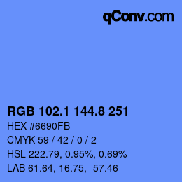 Color code: RGB 102.1 144.8 251 | qconv.com