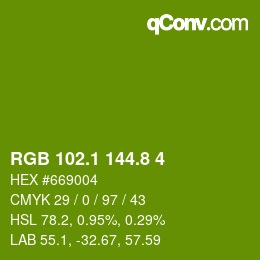 カラーコード: RGB 102.1 144.8 4 | qconv.com