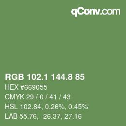 Color code: RGB 102.1 144.8 85 | qconv.com