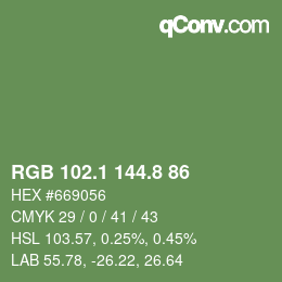 Color code: RGB 102.1 144.8 86 | qconv.com