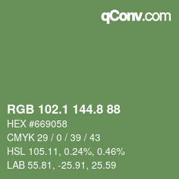 カラーコード: RGB 102.1 144.8 88 | qconv.com