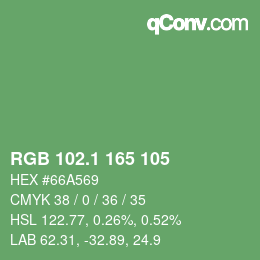 カラーコード: RGB 102.1 165 105 | qconv.com