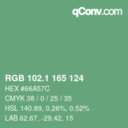 カラーコード: RGB 102.1 165 124 | qconv.com