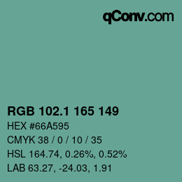 カラーコード: RGB 102.1 165 149 | qconv.com