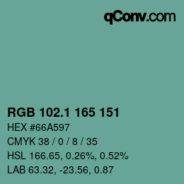 カラーコード: RGB 102.1 165 151 | qconv.com