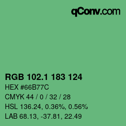 カラーコード: RGB 102.1 183 124 | qconv.com