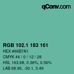 カラーコード: RGB 102.1 183 161 | qconv.com