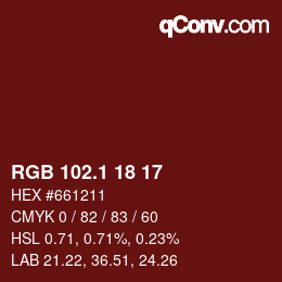 カラーコード: RGB 102.1 18 17 | qconv.com