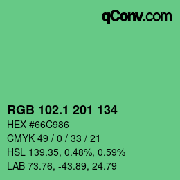 Color code: RGB 102.1 201 134 | qconv.com