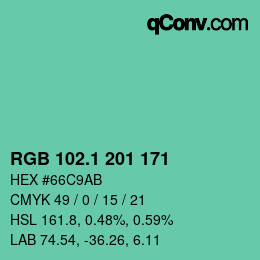 カラーコード: RGB 102.1 201 171 | qconv.com