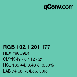 カラーコード: RGB 102.1 201 177 | qconv.com