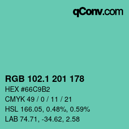 カラーコード: RGB 102.1 201 178 | qconv.com