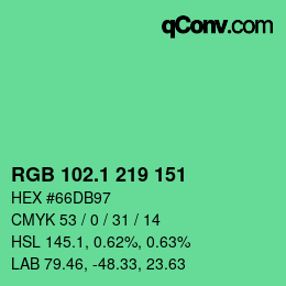 カラーコード: RGB 102.1 219 151 | qconv.com