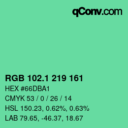 カラーコード: RGB 102.1 219 161 | qconv.com