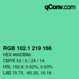 カラーコード: RGB 102.1 219 166 | qconv.com